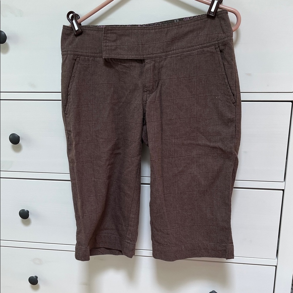 Roxy Brown Plaid cropped pants